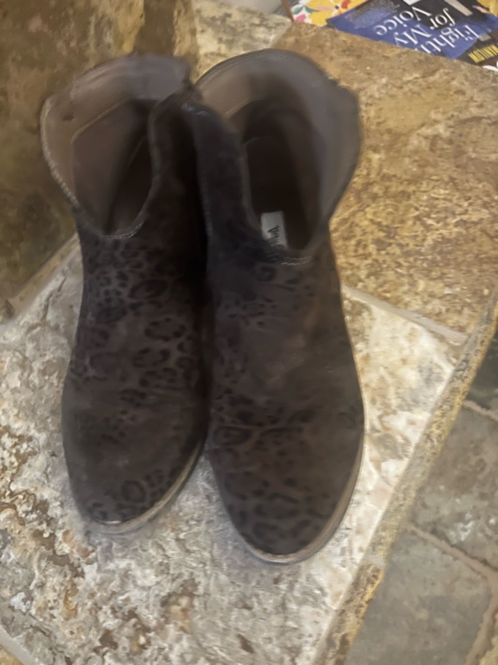 Very G Brown Leopard-Print Suede Ankle Booties
